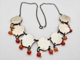 Vintage Carnelian stoned & beaded necklace, India?