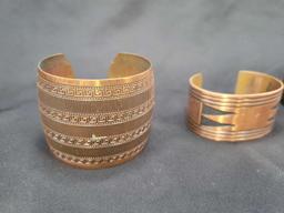 3 Vintage copper cuff bracelets