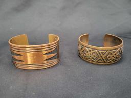 3 Vintage copper cuff bracelets