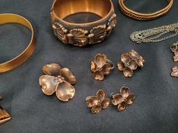 Whiting and Davis and assorted copper cuff bracelets, earrings, cufflinks, ring and necklace