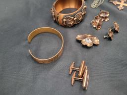 Whiting and Davis and assorted copper cuff bracelets, earrings, cufflinks, ring and necklace