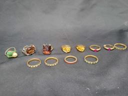 Group of costume jewelry rings