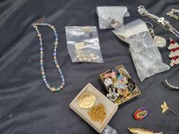 Group of costume jewelry, necklaces, earrings and more