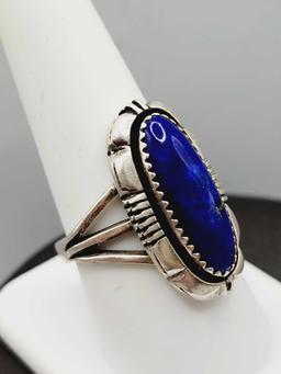 Gorgeous Yazzie sterling silver & lapis ring, size 9