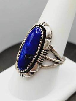 Gorgeous Yazzie sterling silver & lapis ring, size 9