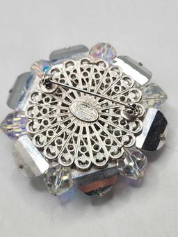 Vintage Vendome crystal flower pin