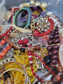 Large lot of bangles, necklaces, beads, costume jewelry