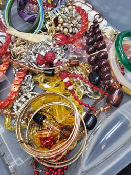 Large lot of bangles, necklaces, beads, costume jewelry