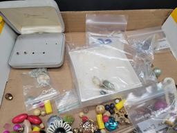 Miscellaneous lot of unmatched costume earrings, pieces and parts and crafting