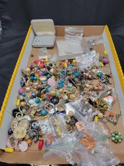 Miscellaneous lot of unmatched costume earrings, pieces and parts and crafting