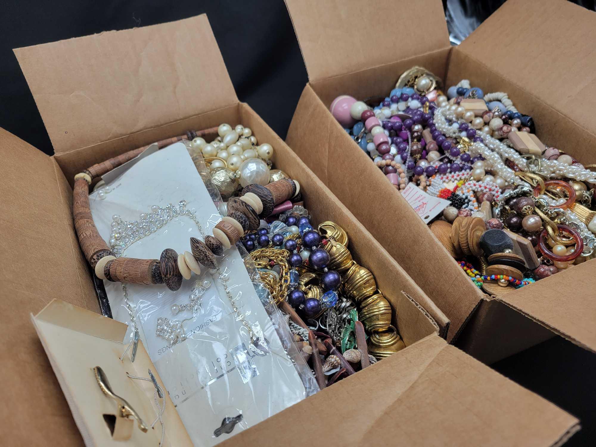 Costume jewelry and craft box lot