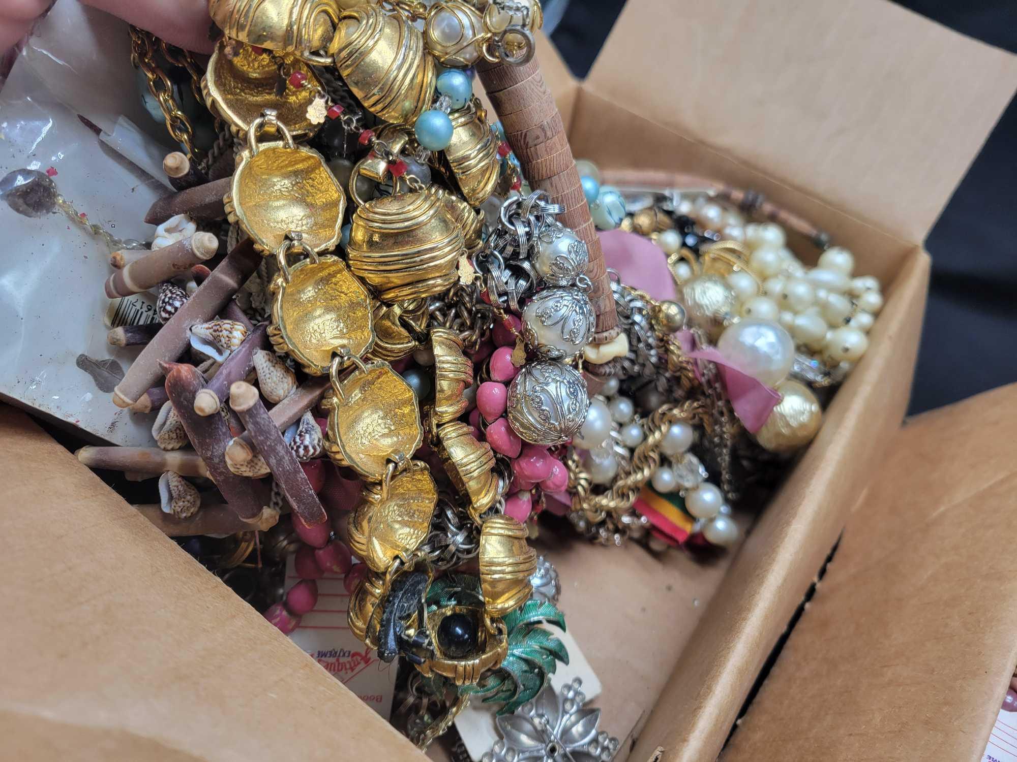 Costume jewelry and craft box lot