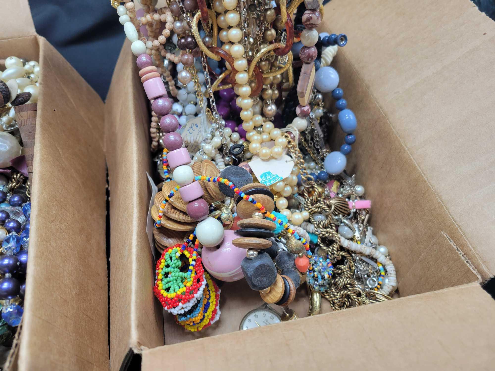 Costume jewelry and craft box lot