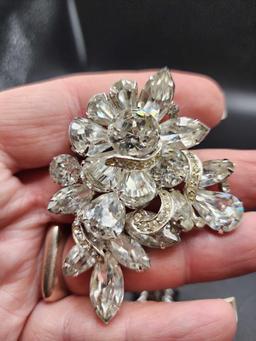 Vintage rhinestone pin & earrings by Eisenberg