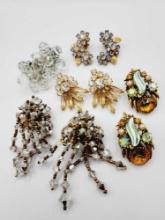 (5) vintage rhinestone earrings