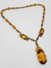 Art Deco vintage Czech glass "Y" drop necklace