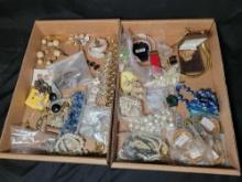 Group of assorted costume jewelry, pins, necklaces, brooches and earrings