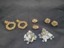 Lot of vintage clip on costume earrings, Vendome, Hobe, Les Bernard