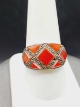 Vintage sterling ring, carnelian, size 10