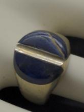 Sterling Silver & Stone Mens Ring