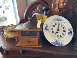 Arcade Coffee Mill, Flo Blue 8 Day German Clock, Dresser Box