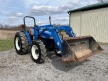 New Holland TN70 Diesel MFWD 4WD Tractor with New Holland 32LA Loader and Material Bucket