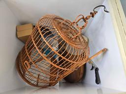 Enameled Coffee Pot, Ball Jar, Bird Cage & Water Can Decor