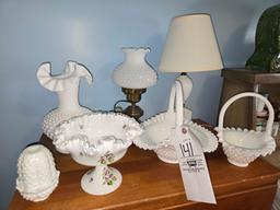 Assorted Hobnail Milk Glass (some Fenton) & Silvercrest