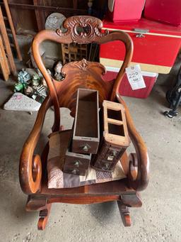 Wooden Rocking Chair, Drawers