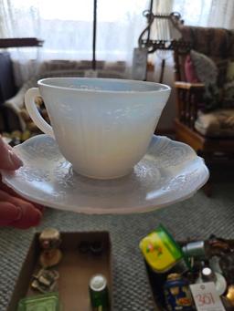 Green Glass, Hummels, Translucent Filigree Tea Cup & Saucer, Inarco