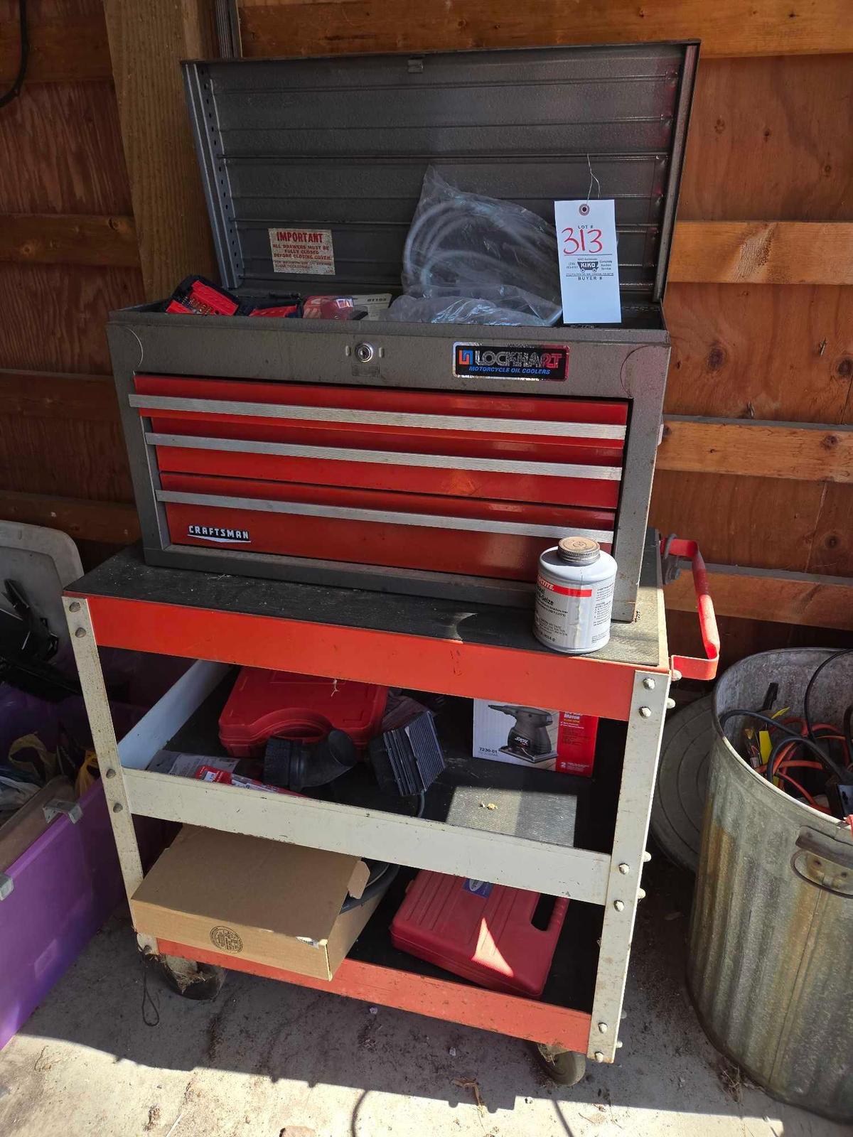Craftsman Tool Box Rolling Cart & Assorted Tools
