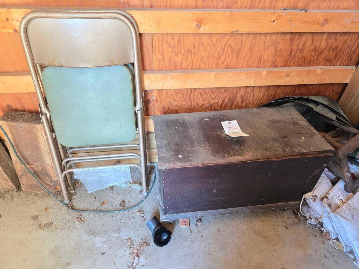 Blanket Chest & Two Folding Chairs