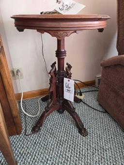 Antique Walnut Carved Marble Top Stand