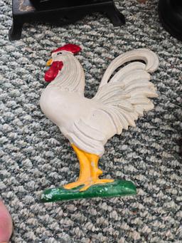 Candlestick Mold, Chinese Hand Warmer & Cast Rooster Door Stop