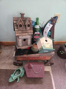 Wooden Wagon, Bird Housees, Planters