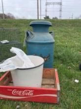 Coca-Cola Crate, Vintage Milk Can, Pail w Color Transparency Slides