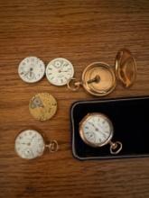 Pocket watches. Elgin, Hampton and case with 3 internals