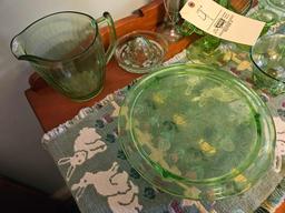 Assortment of Green Depression Glass