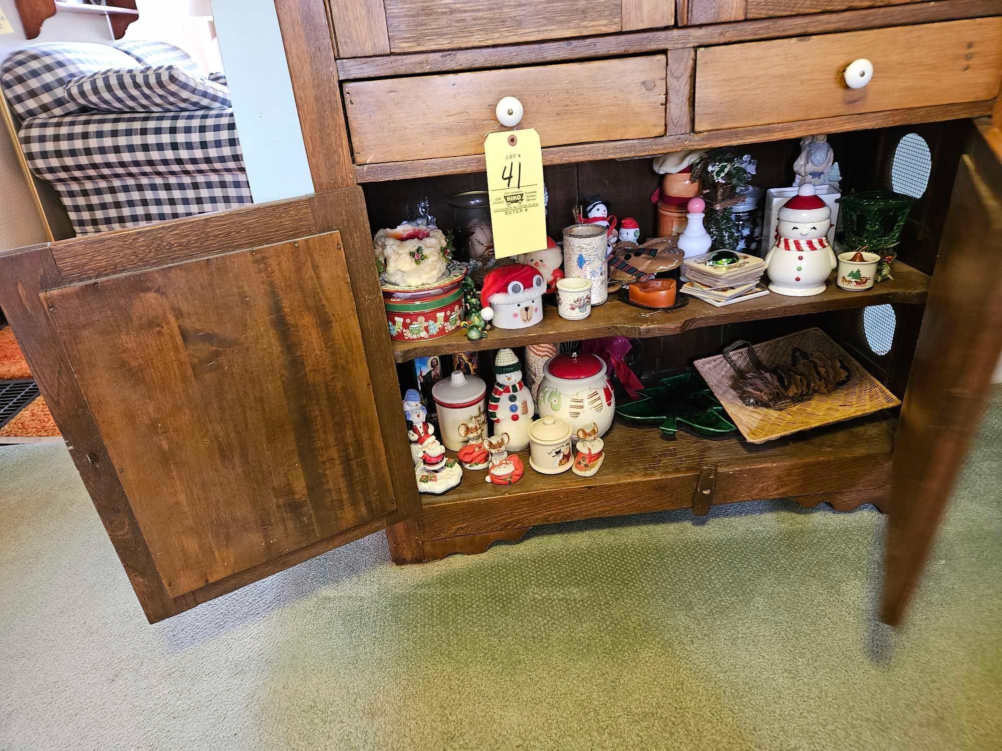 Vintage Oak Kitchen Cabinet - Contents not included in this lot.