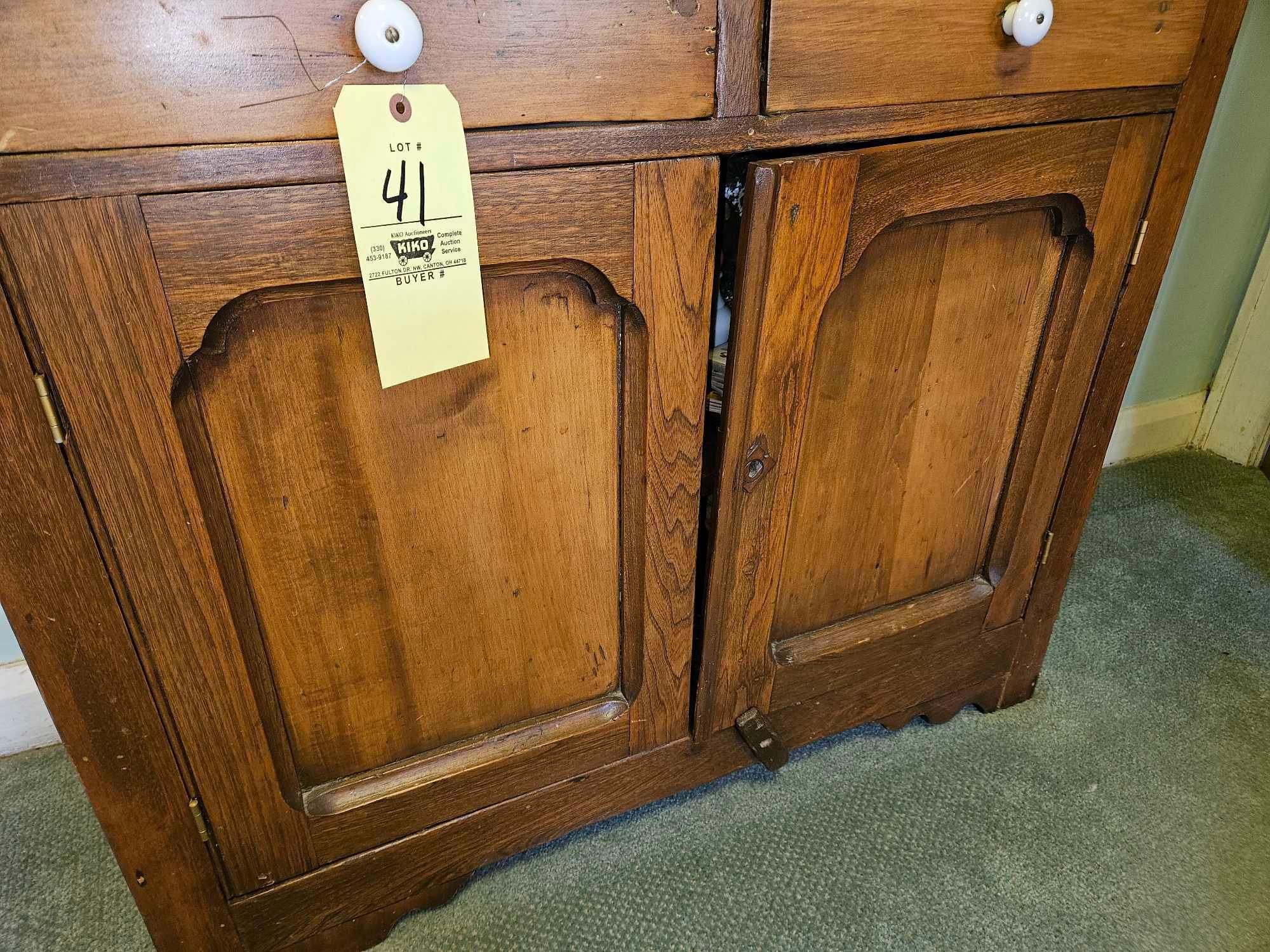 Vintage Oak Kitchen Cabinet - Contents not included in this lot.