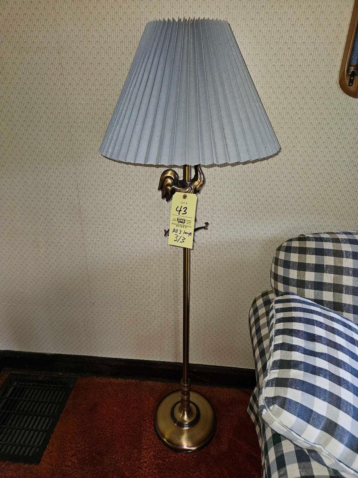 2 Crock-Base Table Lamps & Floor Lamp