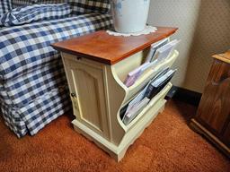 2 Colonial Style Side Tables w/ Built-in Magazine Racks