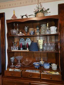 Contents of Hutch - Glassware, Frames, & Small Decor