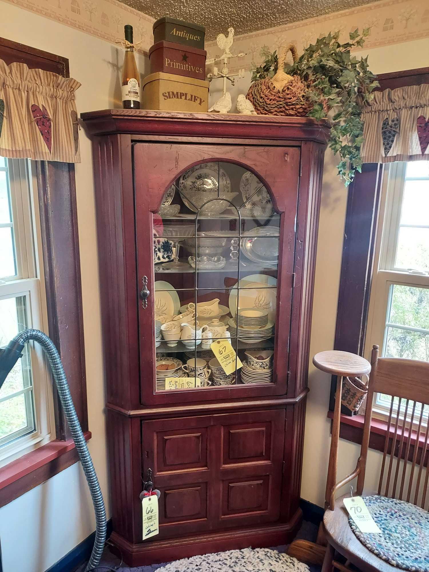 Corner Display Cabinet, Bottom Cabinet Contents, & Contents Above Cabinet