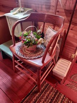 Small Painted Wooden Stand, Wooden Chair, Small Stool, & Hanging Items