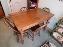 Vintage Small Dining Table w/ 4 Chairs