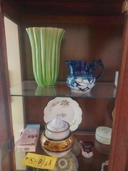 Contents of Top 2 China Cabinet Shelves - Vases, Glassware, Plates, & more