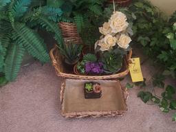 Assortment of Artificial Plants & Baskets