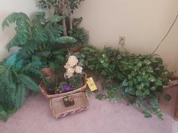 Assortment of Artificial Plants & Baskets