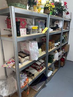 (3) shop metal shelves and all contents